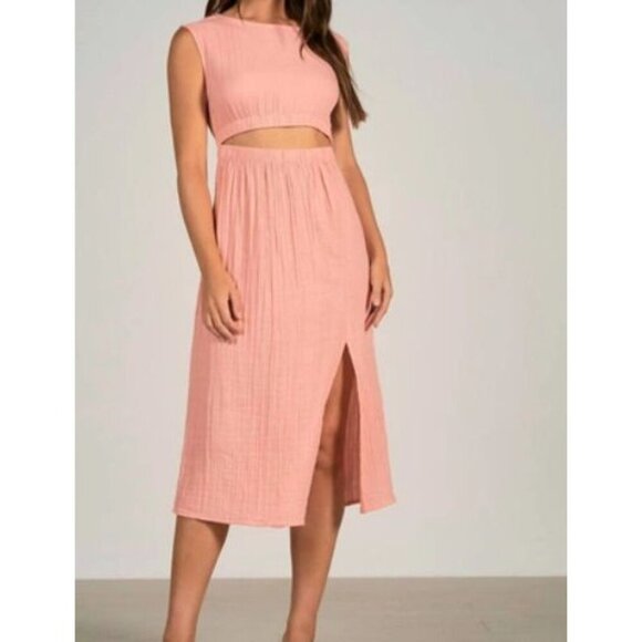 Elan Dresses & Skirts - NWT Elan Coral Cut Out Midi Dress SZ M 100% Cotton Breezy Summer Wear